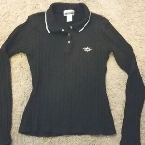 NEW / VINTAGE 1990's Blouse - NEW Black stretch sexy top= GADZOOKS - PHAT -AS IF